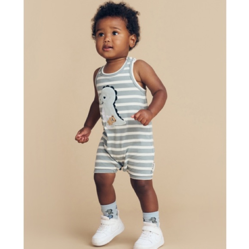 Huxbaby Dino Strips Sleeveless Romper